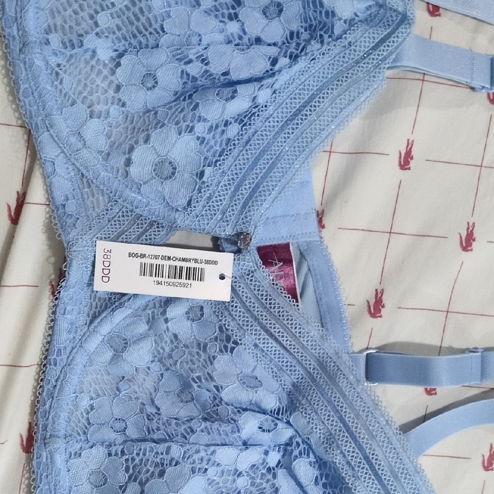 Adore Me Light Blue Floral Lace Bra